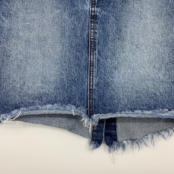 One Teaspoon Denim Skirt Blue Button Fly Pencil Fray High Waist - Picture 5 of 13